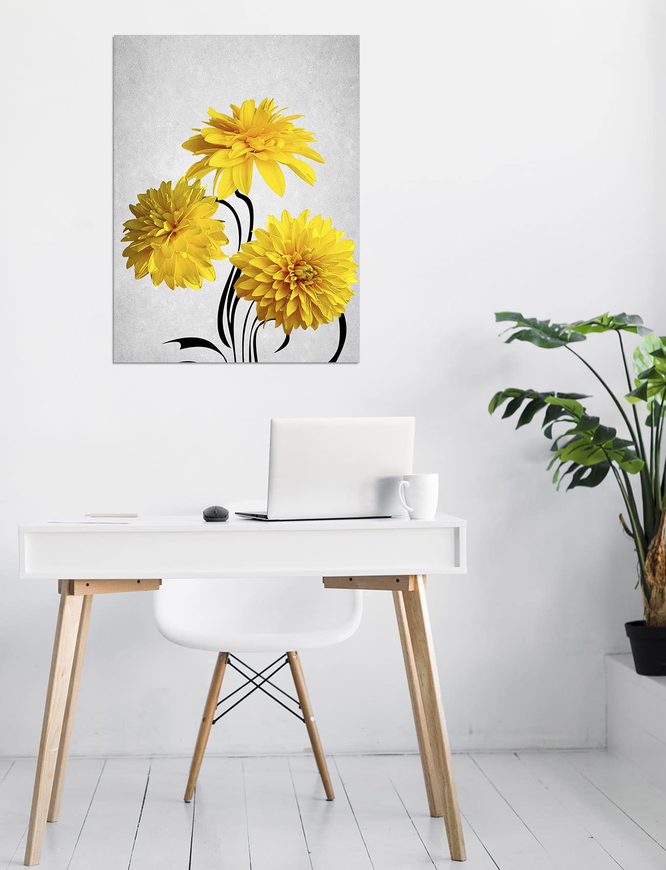 Amazon｜LB アートパネル インテリア パネル 絵 画 黄色い花 ダリア